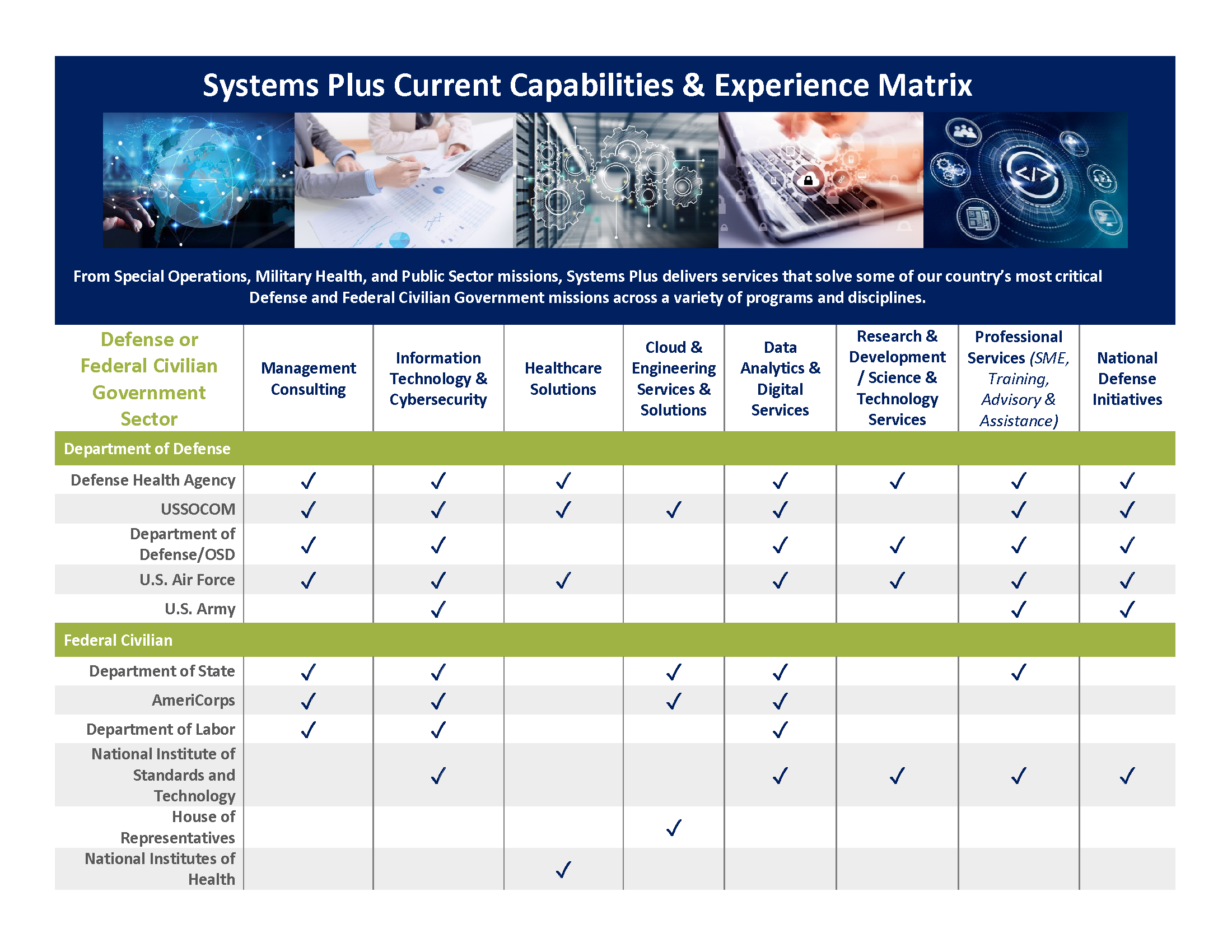 Systems Plus, Inc. Capabilities Matrix